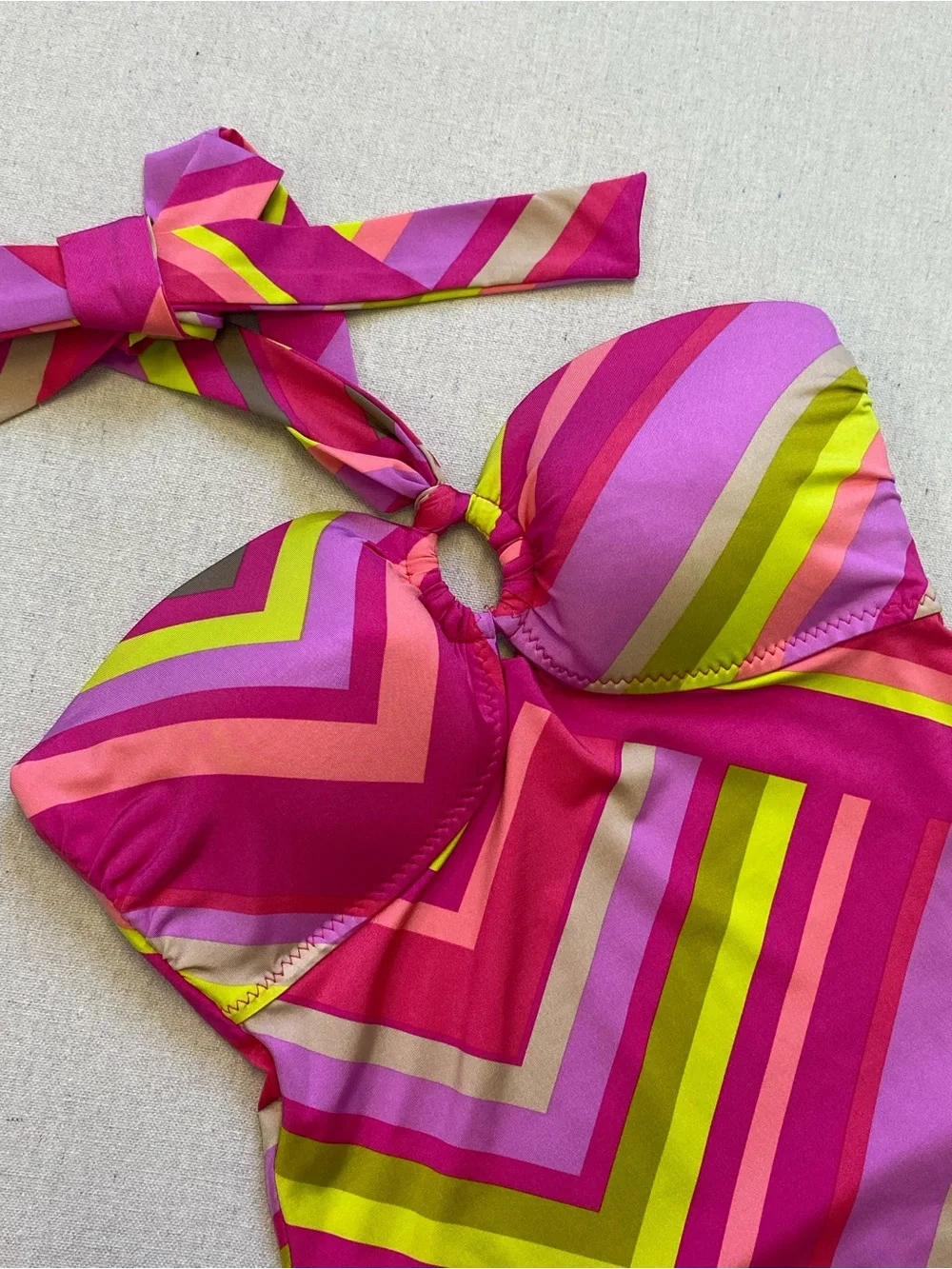 Trina Turk Waltz Convertible Bandeau Striped One Piece Swimsuit